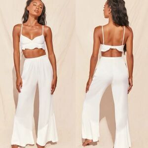 Oh Polly White Flare Pants